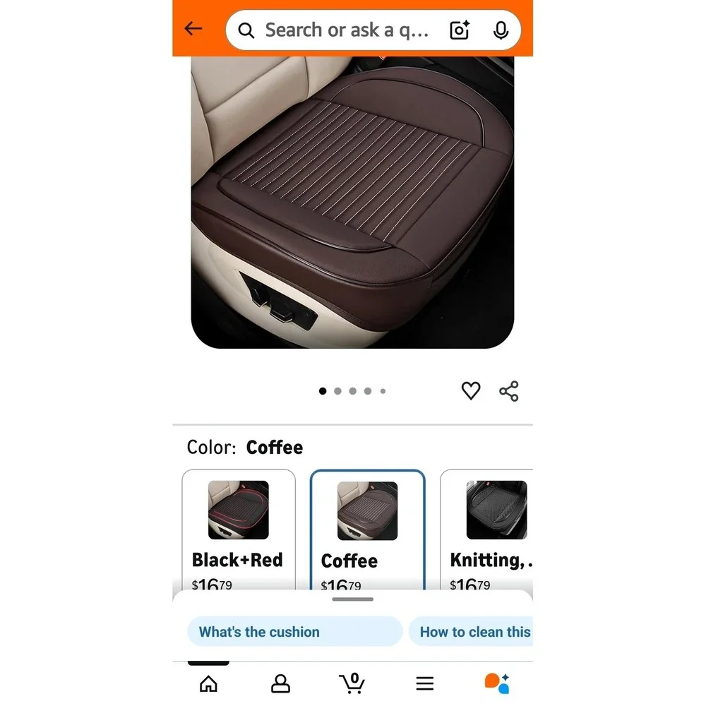 Kaomim Car Seat Cover Leather Front Bottom Seat Cushion Coffee Luxury Interior